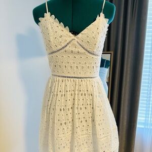 Bebe Mini White Linen Dress Size: 6
